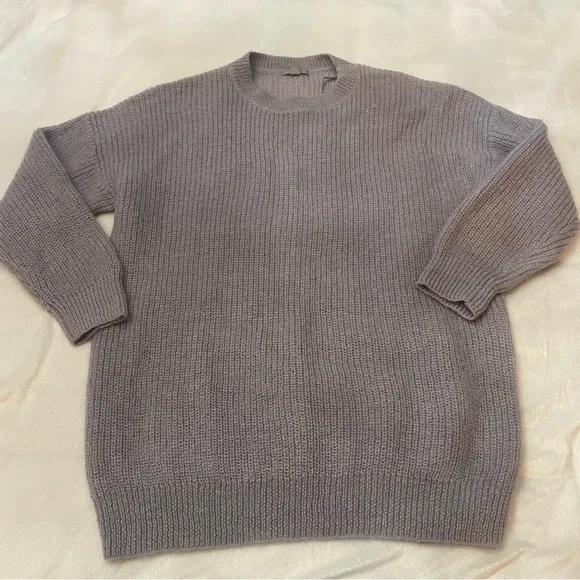 COS Gray Chunky Wool Crew-Neck Jumper Sweater Size Small 2485